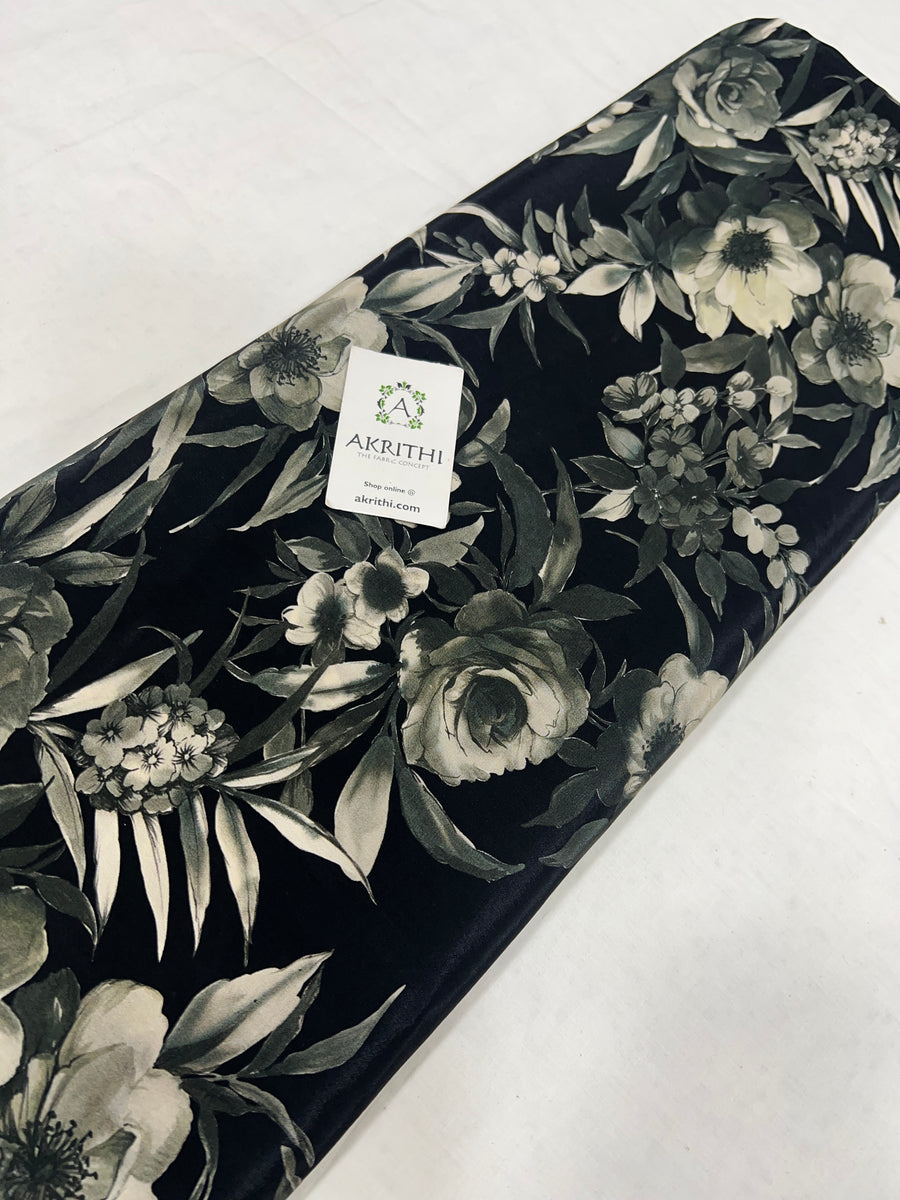 Digital floral printed pure crepe fabric