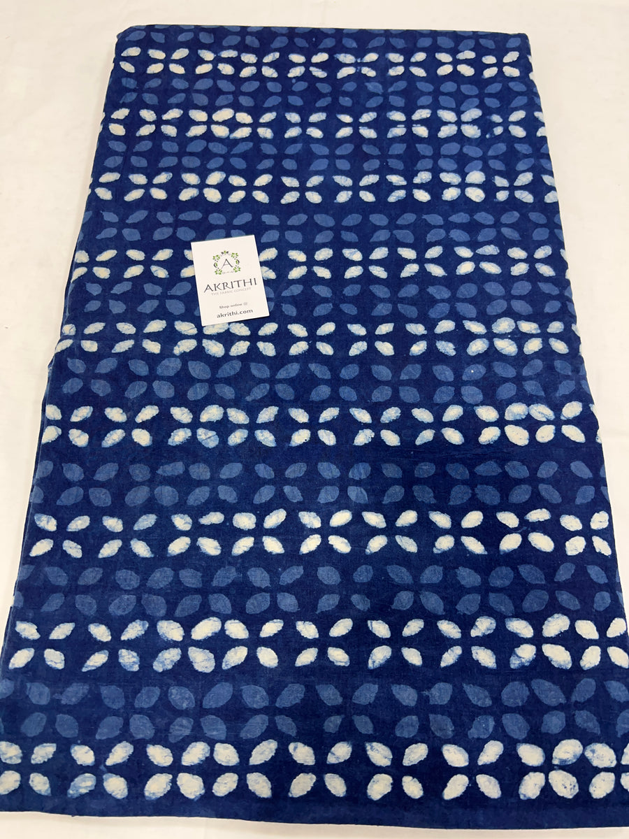 Indigo hand block pure cotton fabric