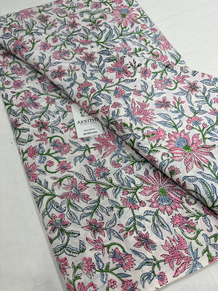 Hand block Printed pure cotton fabric