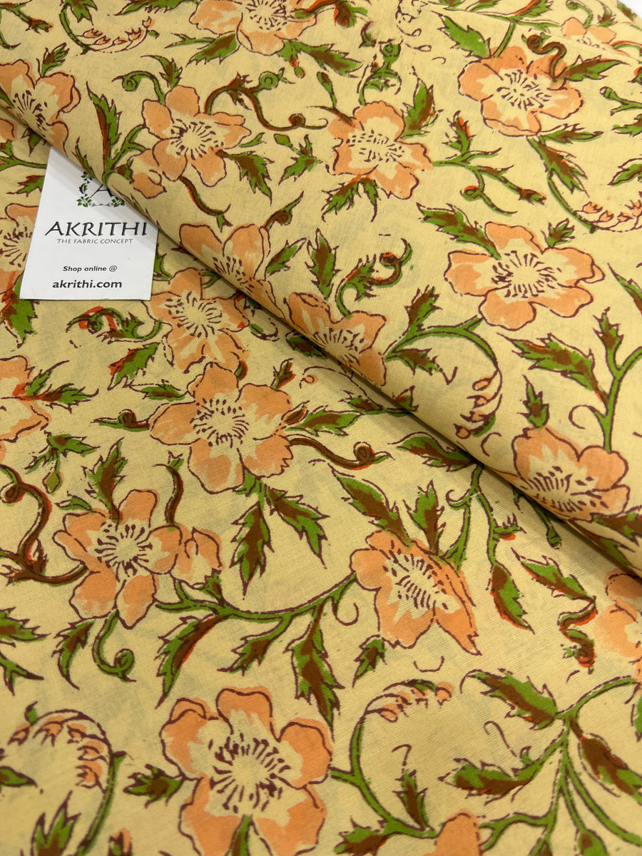 Hand block Printed pure cotton fabric