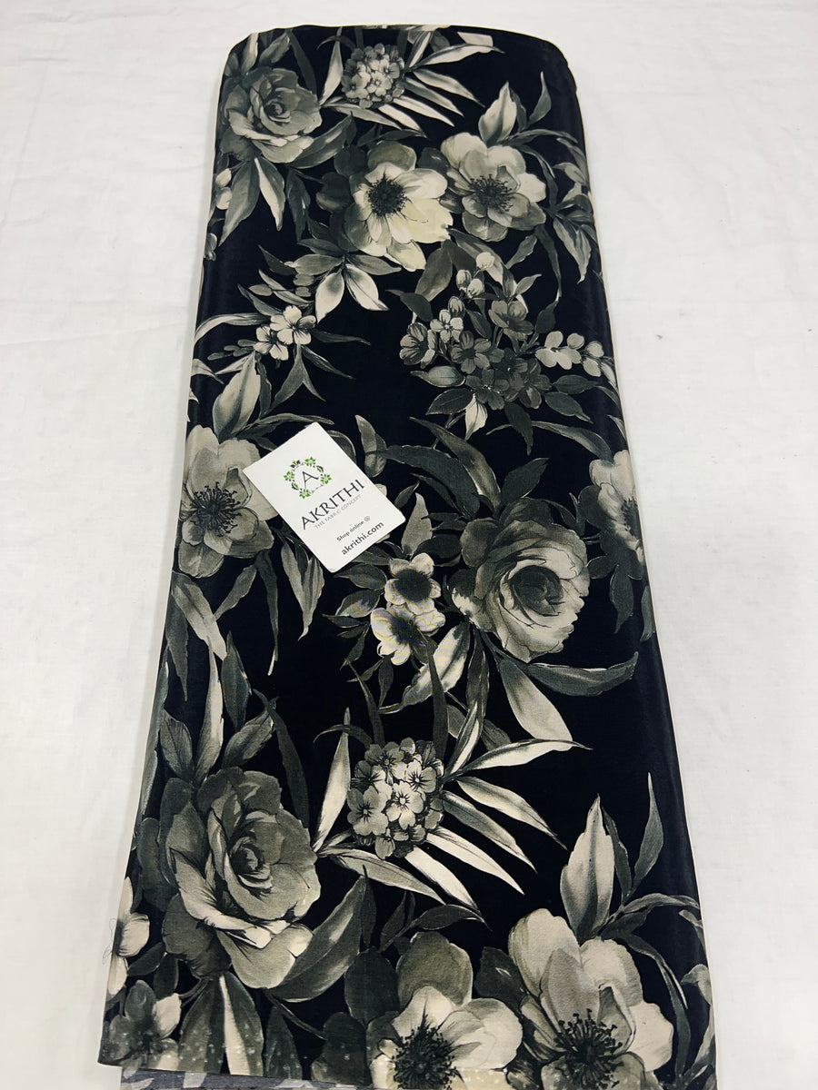 Digital floral printed pure crepe fabric