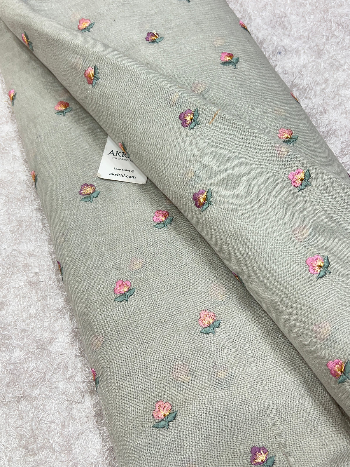 Embroidered pure linen fabric