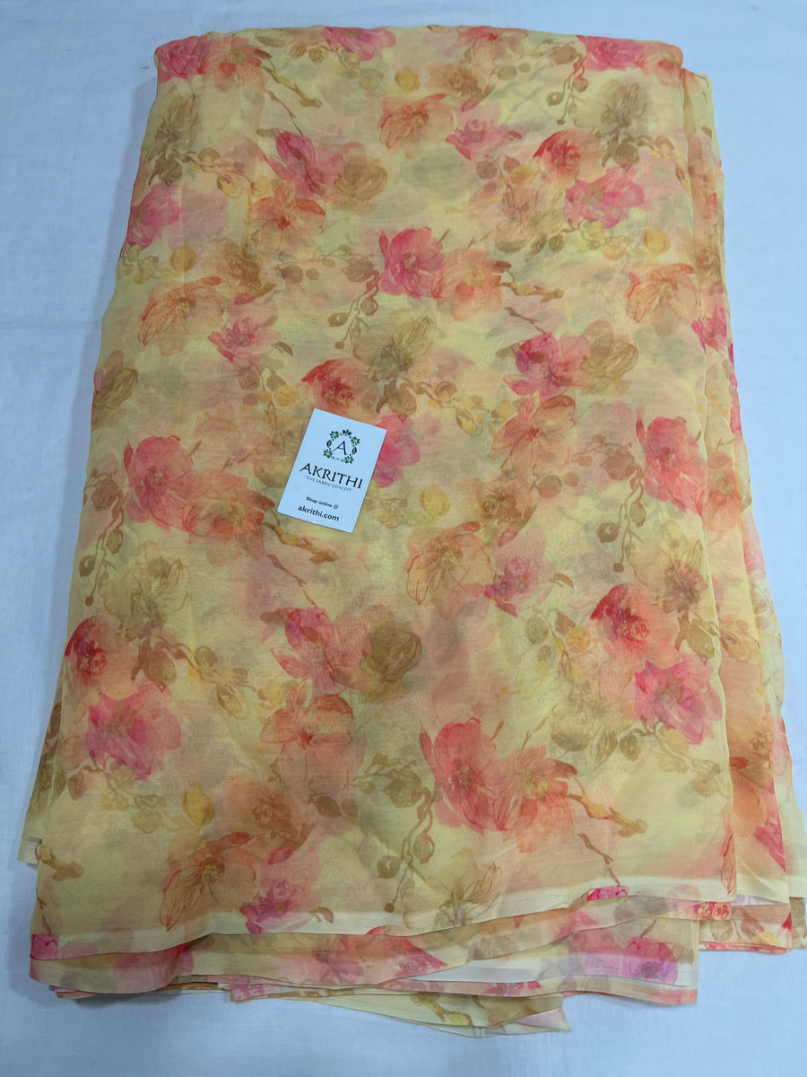 Digital floral printed chiffon fabric