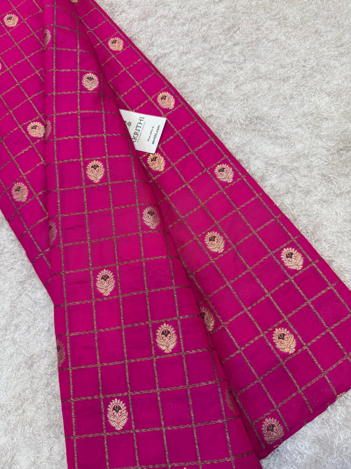 Pure Banarasi brocade checks meena Butti fabric