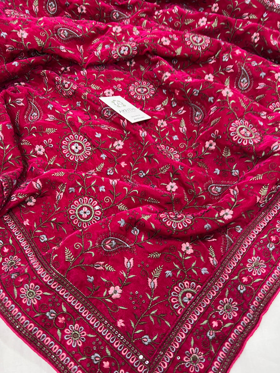 Embroidered velvet dupatta