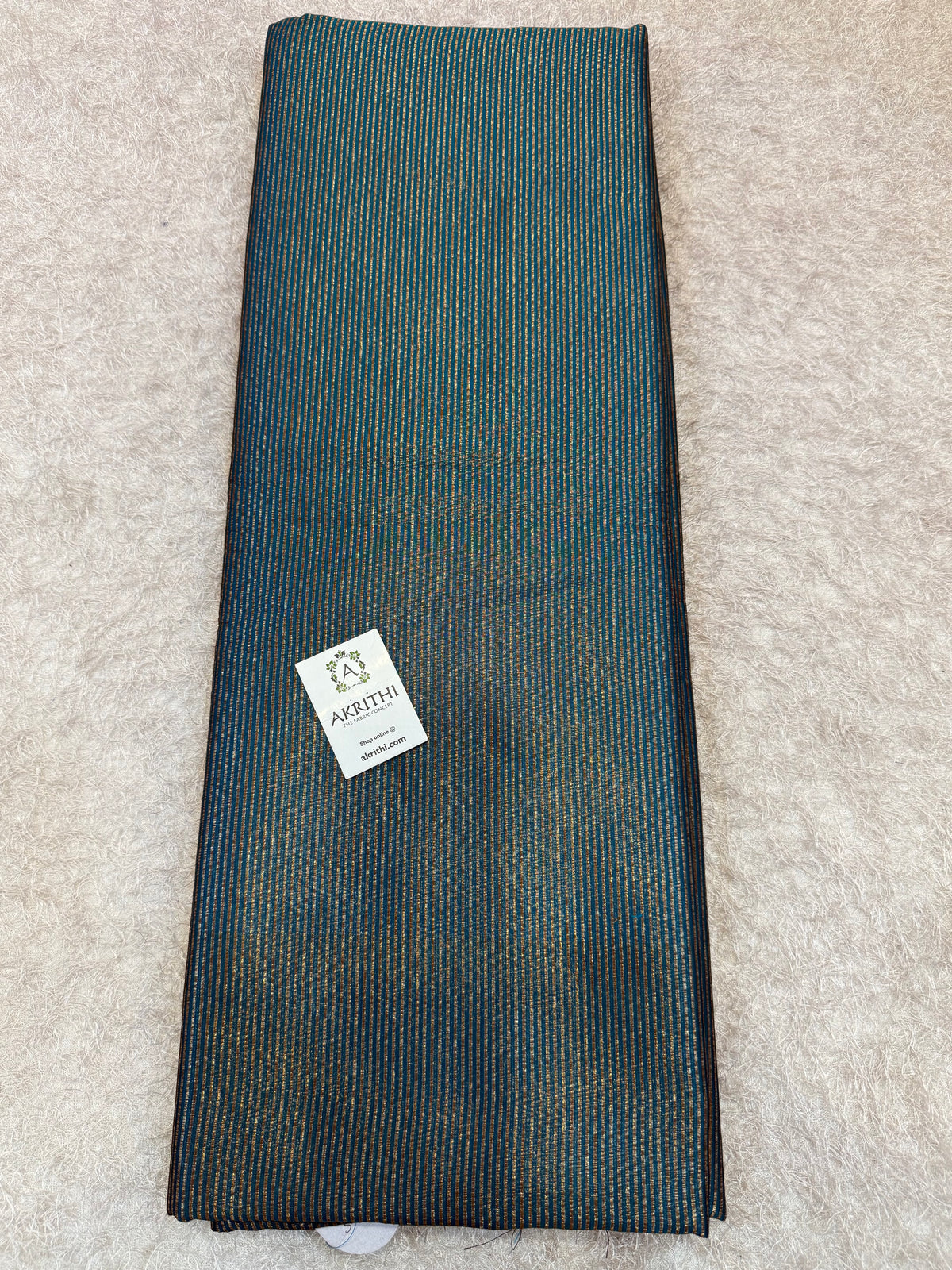 Pure Banarasi brocade striped antique zari fabric