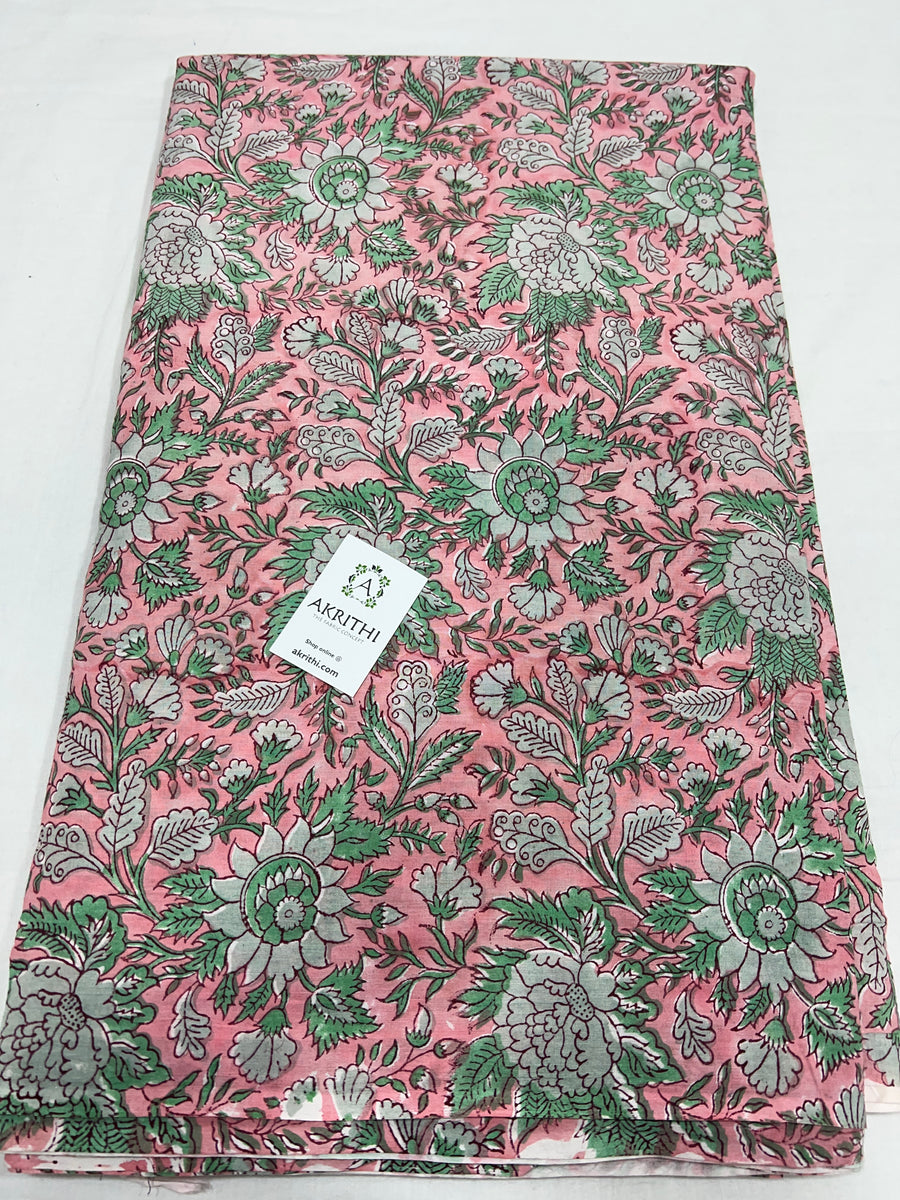 Hand block Printed pure cotton fabric