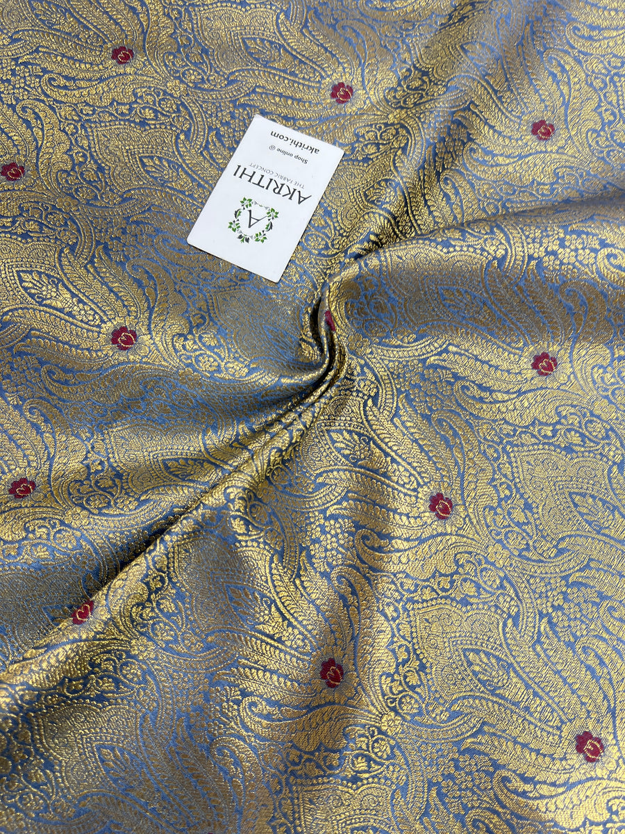 Yellow & Red Moonga Silk Handloom Banarasi Lehenga – Khinkhwab