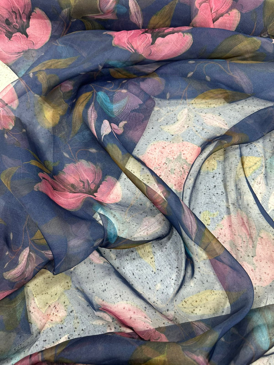 Digital floral Printed organza fabric