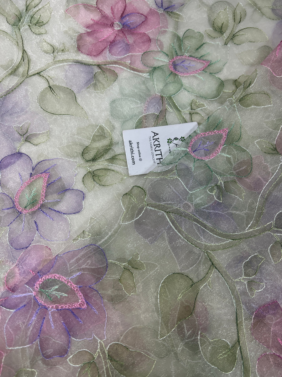 Embroidered organza fabric