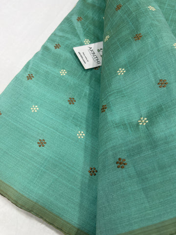 Embroidered raw silk fabric