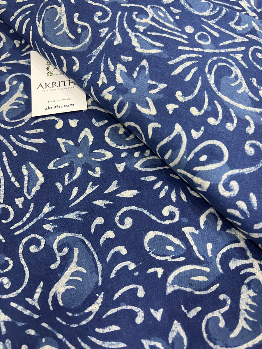 Indigo Printed pure cotton fabric