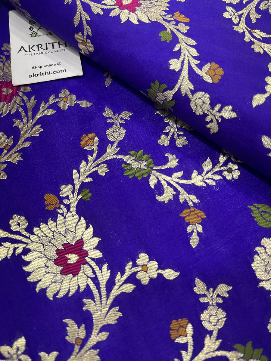 Pure Banarasi brocade fabric violet
