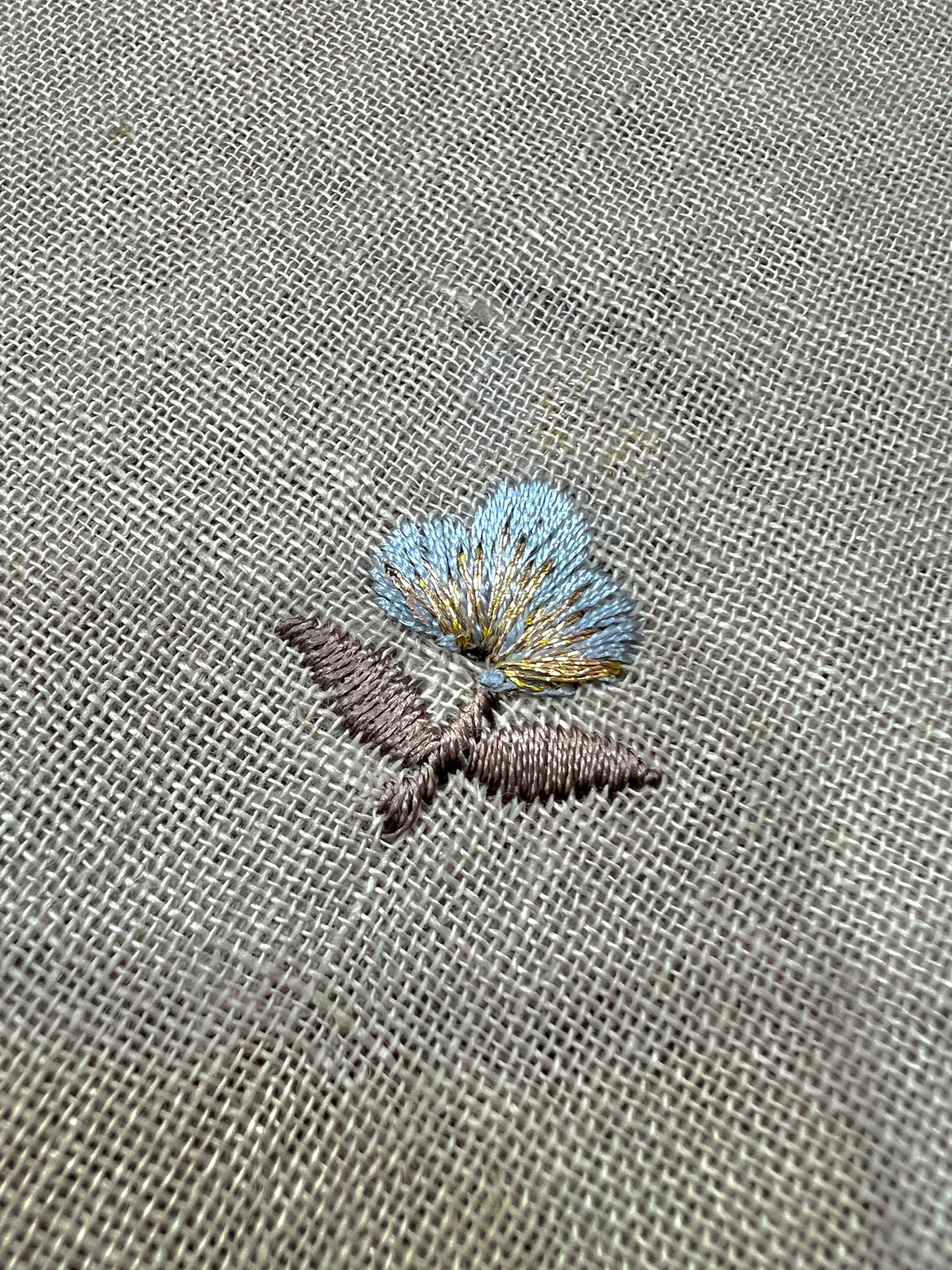Embroidered pure linen fabric