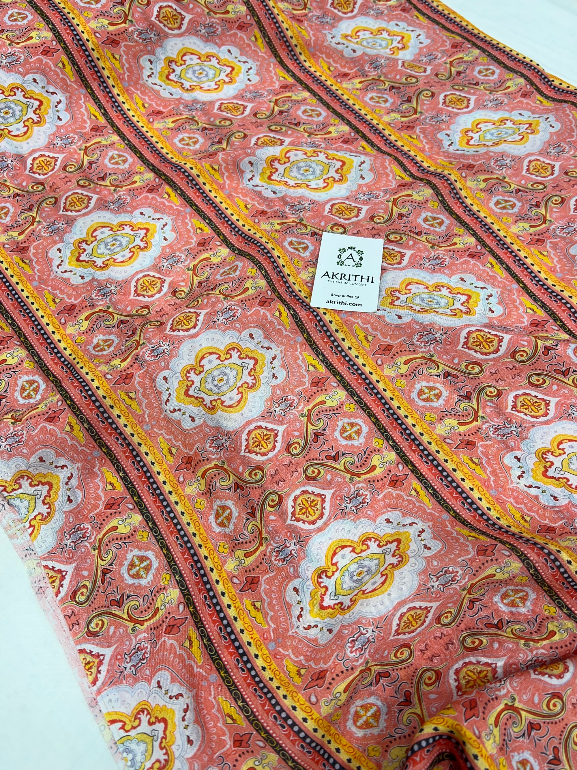 Printed pure muslin fabric