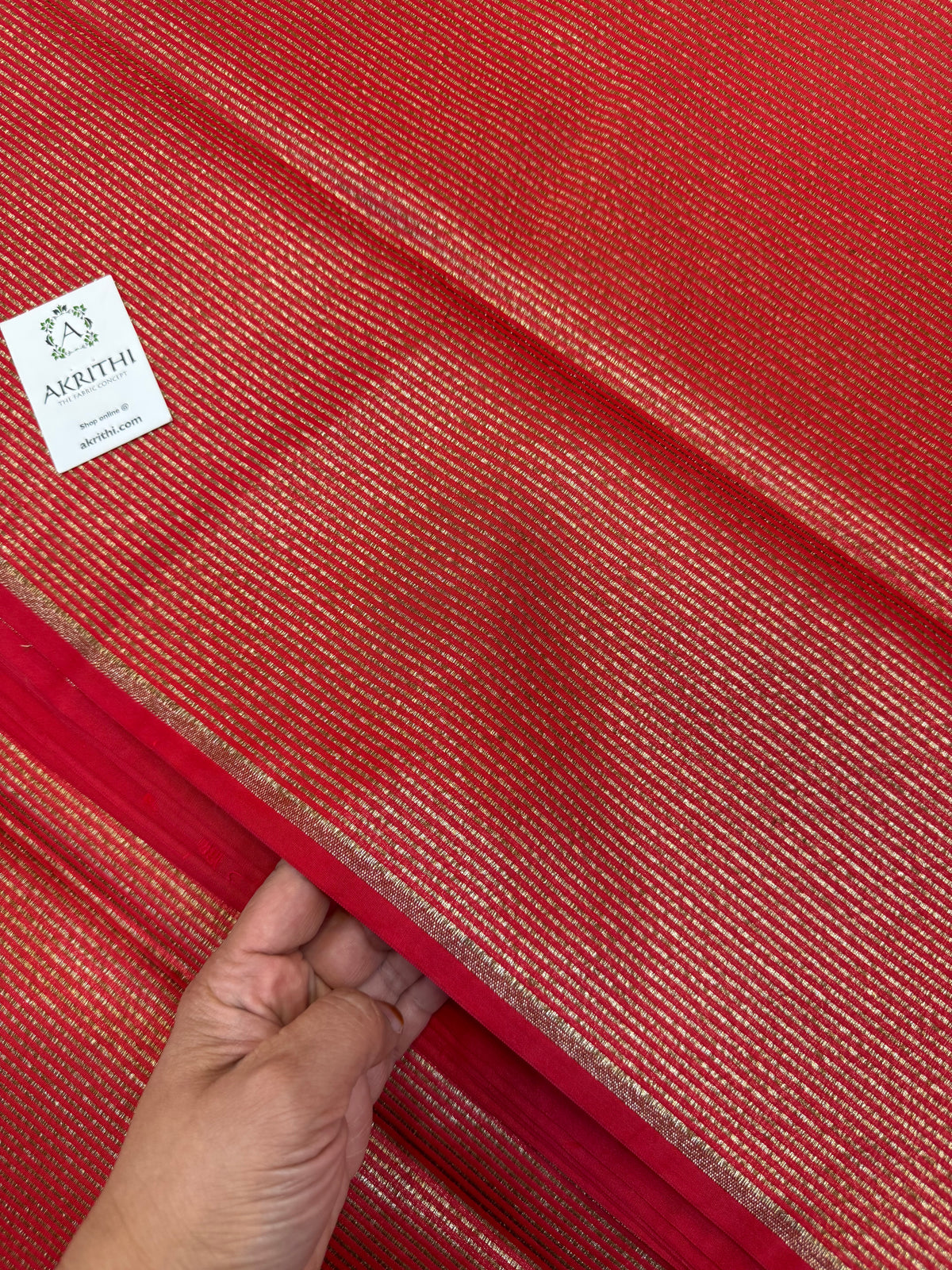 Pure Banarasi brocade striped antique zari fabric