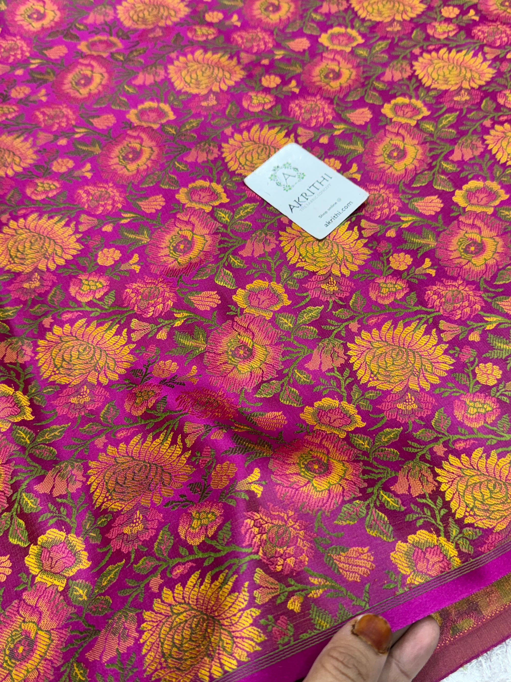 Pure Banarasi resham tanchoi brocade fabric