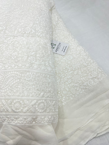 Dyeable Heavy Embroidered georgette fabric
