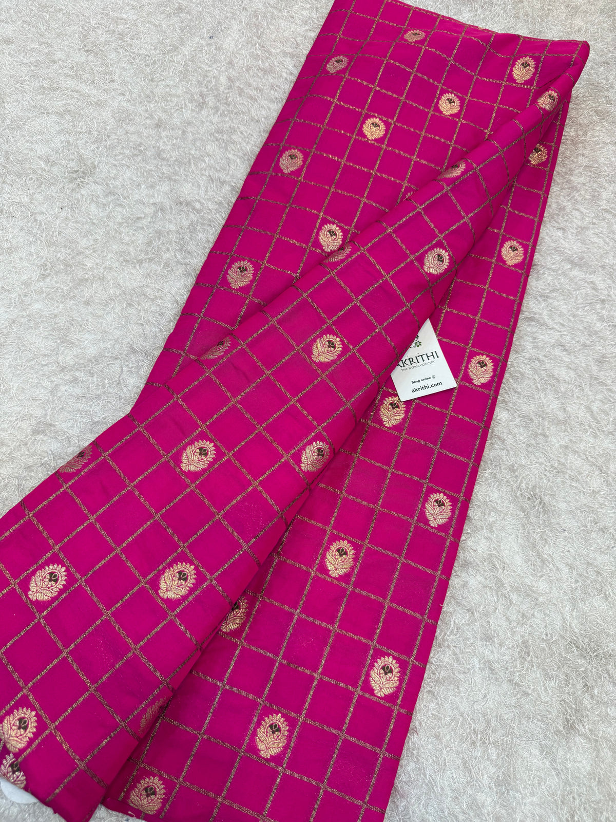 Pure Banarasi brocade checks meena Butti fabric