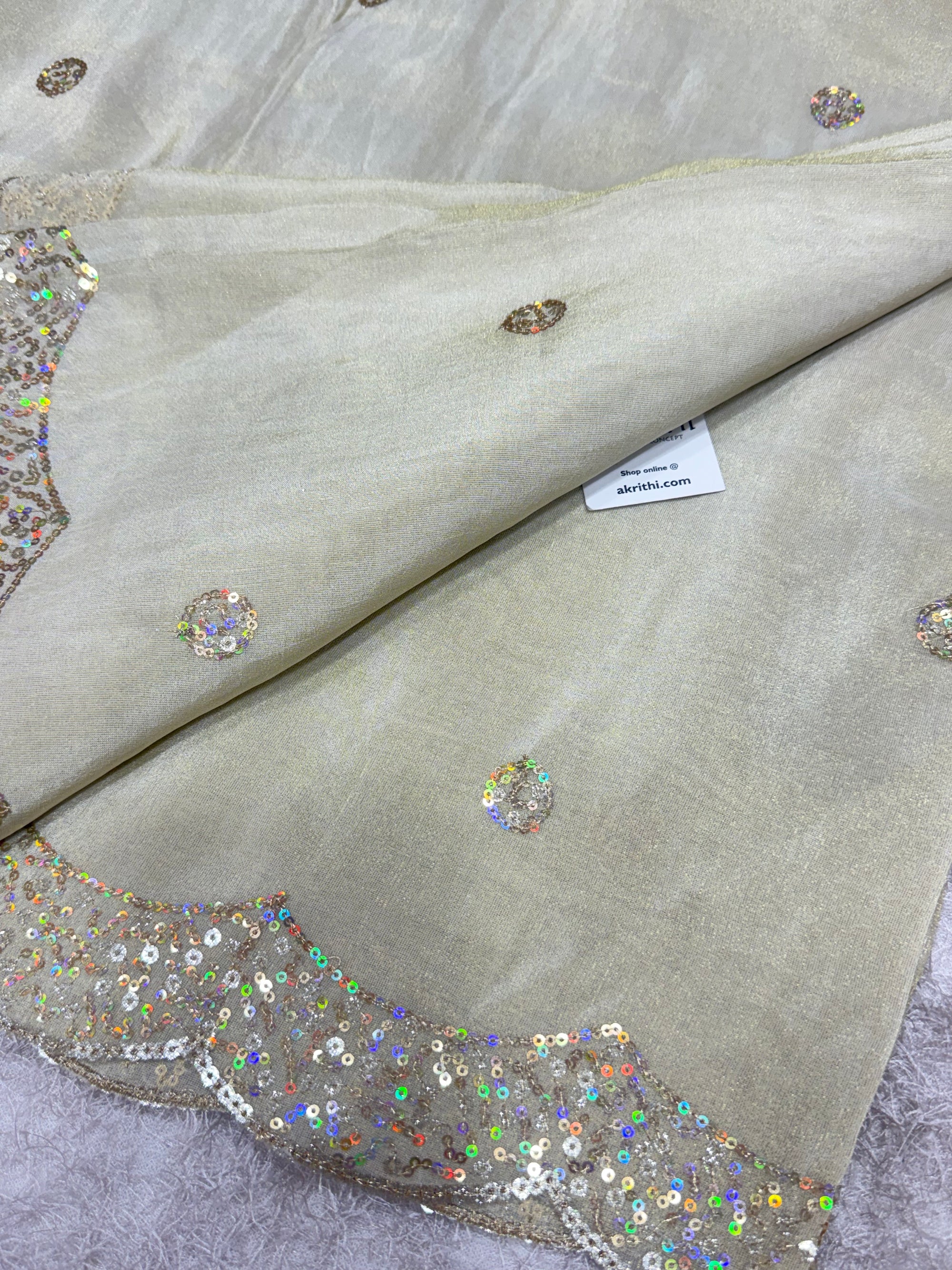 Dyeable embroidered tissue dupatta