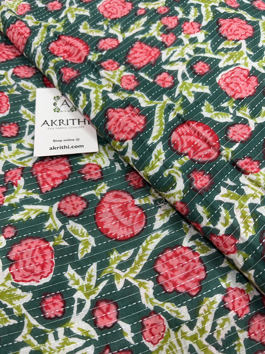 Printed Kantha pure cotton fabric