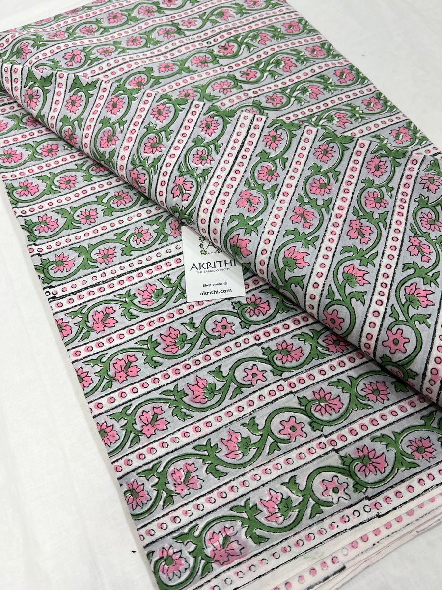 Hand block Printed pure cotton fabric