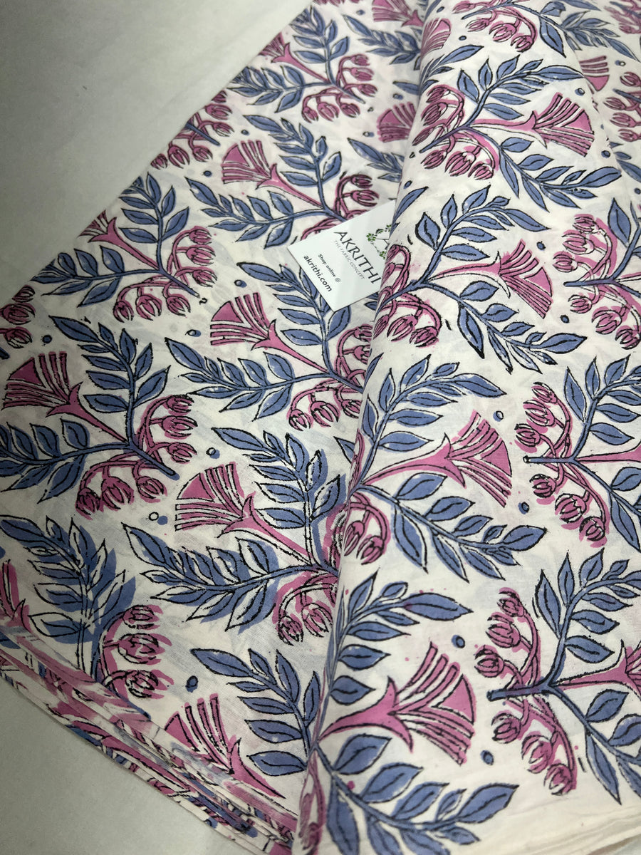 Hand block Printed pure cotton fabric