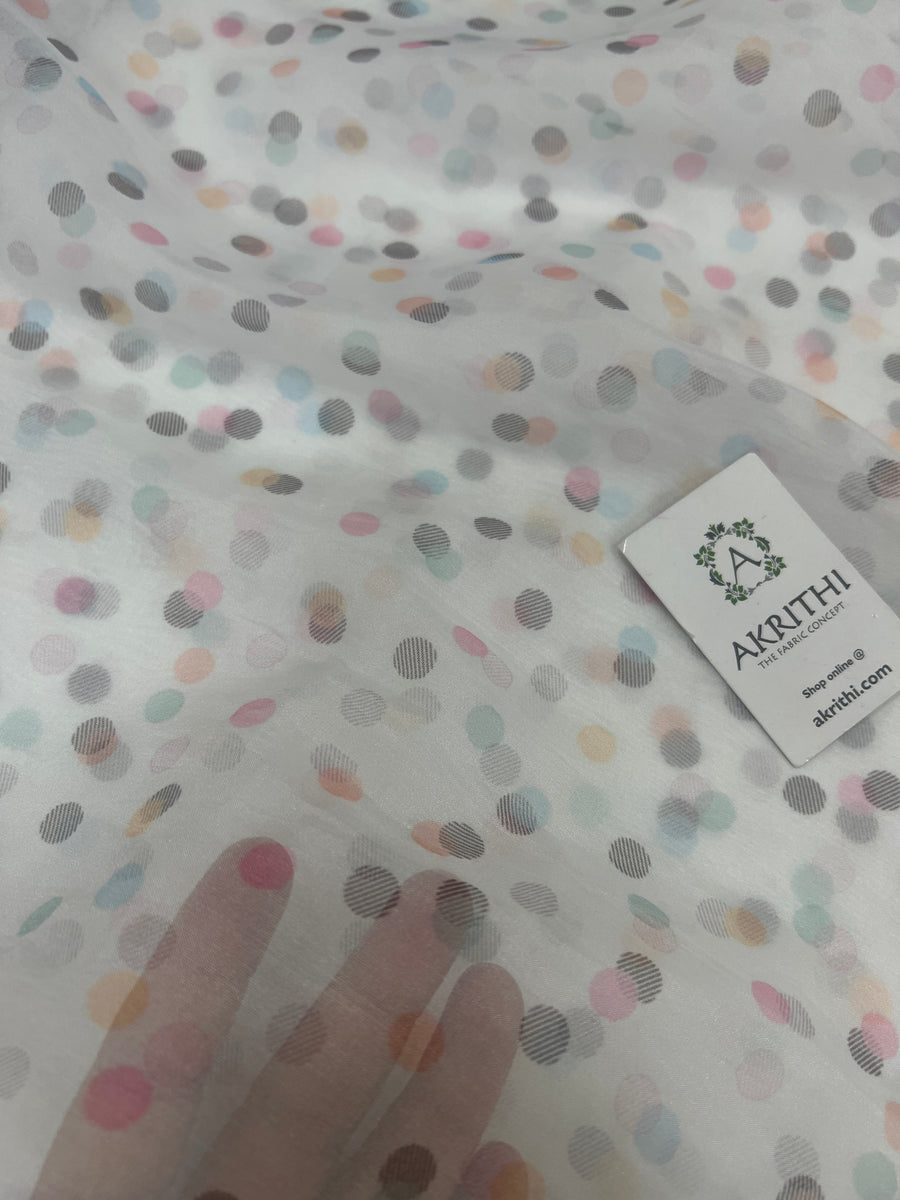 Digital polka Printed organza fabric