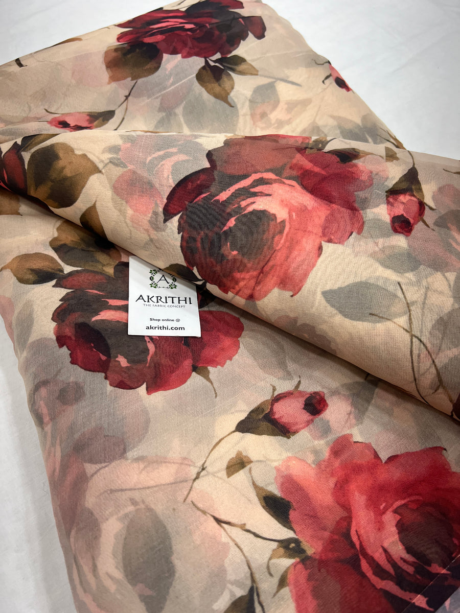 Digital floral Printed organza fabric