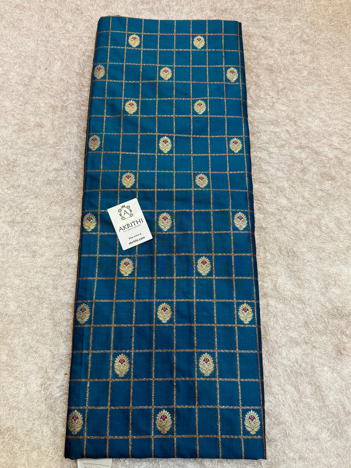 Pure Banarasi brocade checks meena Butti fabric
