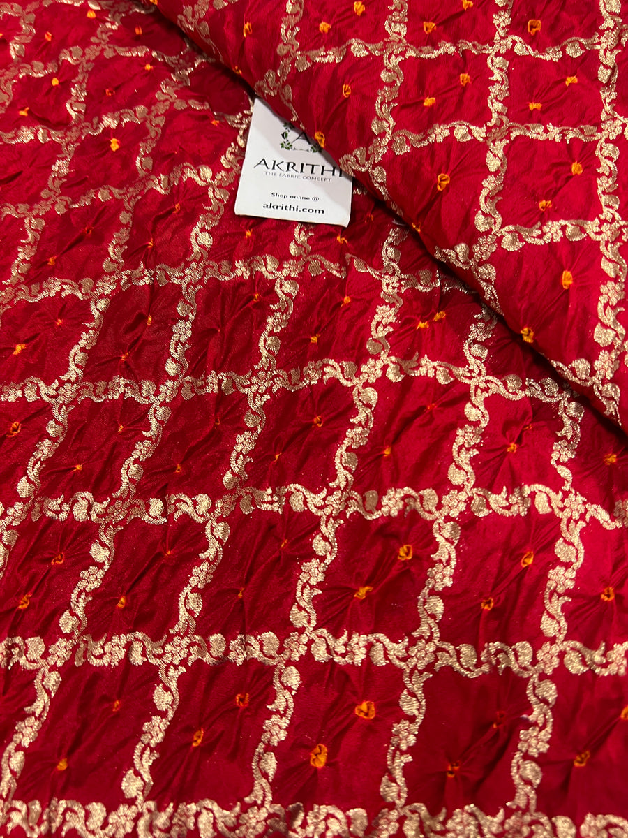 Pure silk Banarasi bandhej fabric