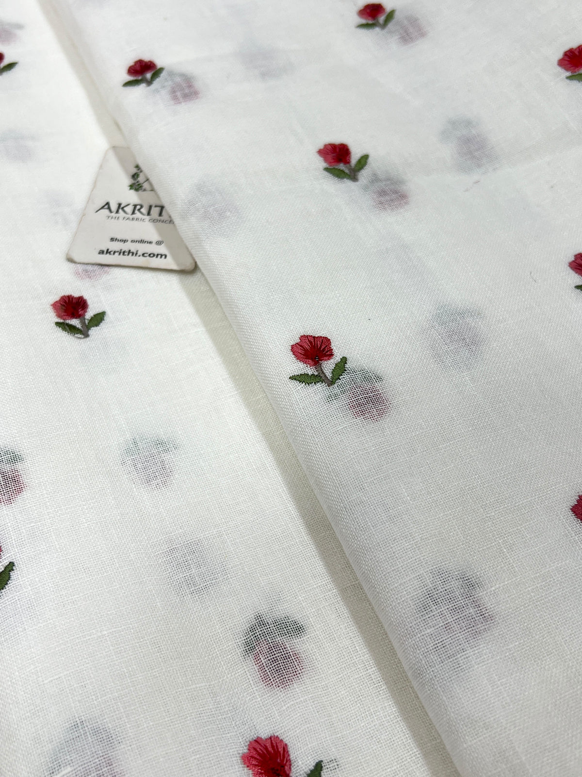 Embroidered pure linen fabric