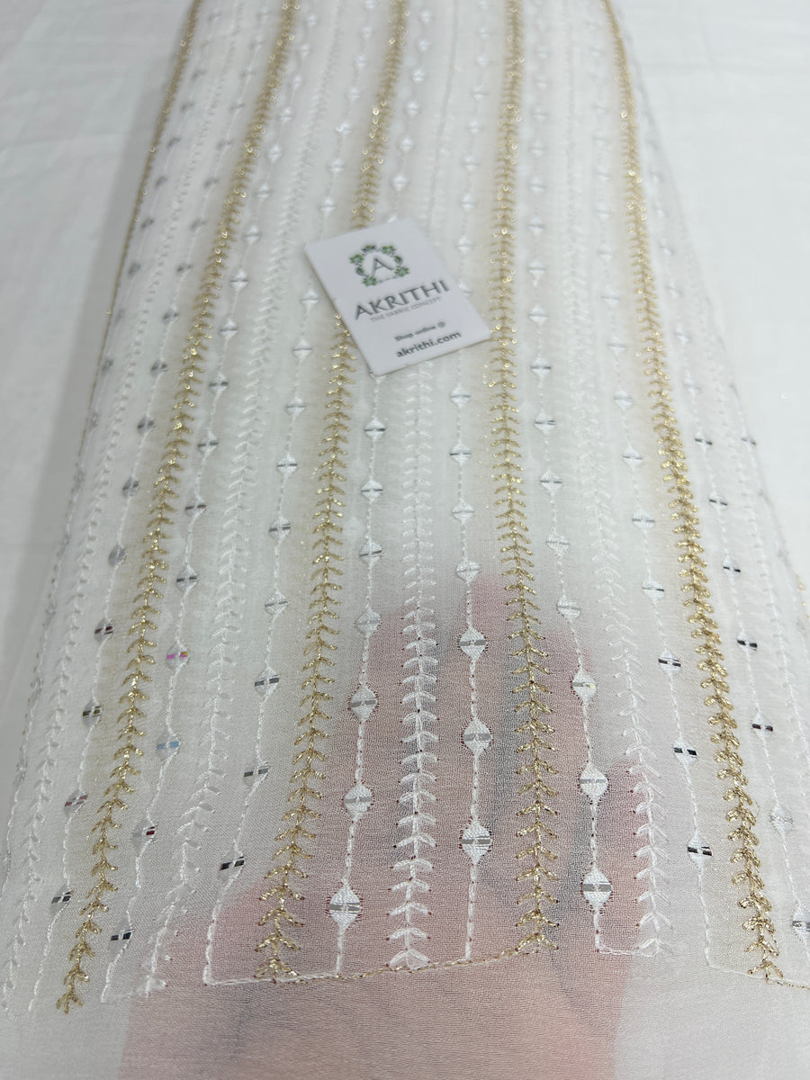 Dyeable Embroidered Georgette fabric