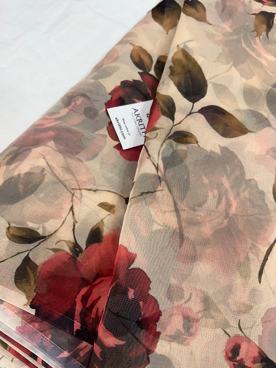 Digital floral Printed organza fabric