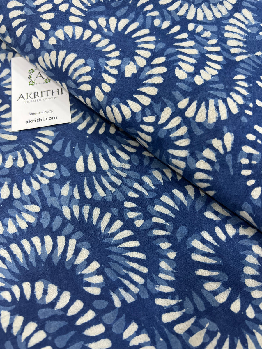 Indigo Printed pure cotton fabric