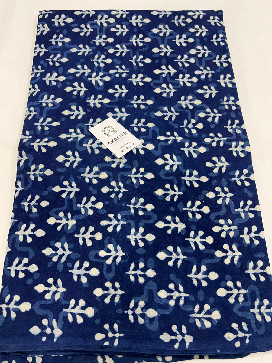 Indigo hand block pure cotton fabric