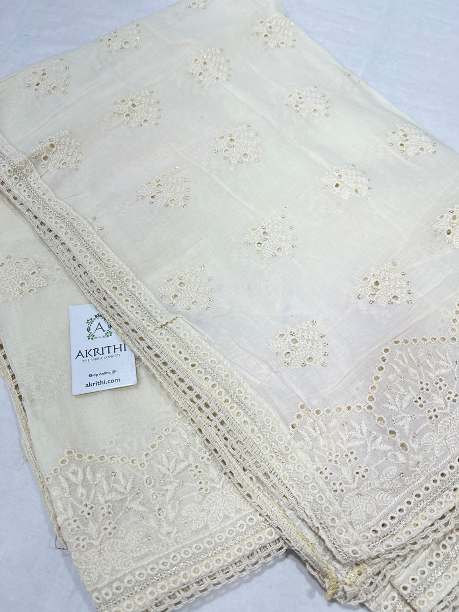 Dyeable Embroidered cotton dupatta