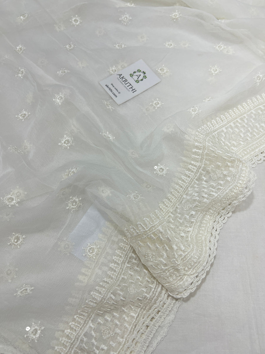 Dyeable Embroidered chiffon dupatta