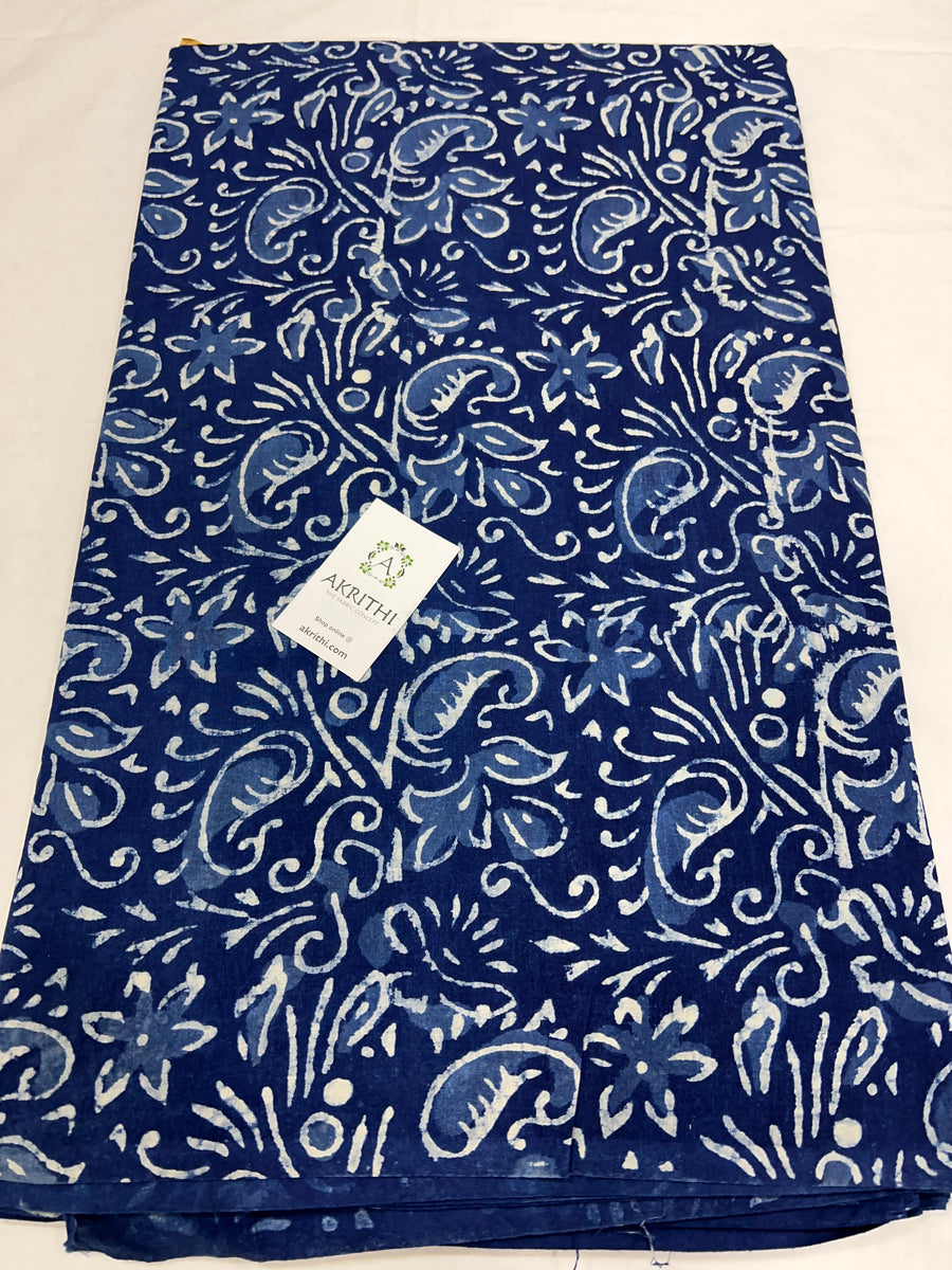 Indigo Printed pure cotton fabric