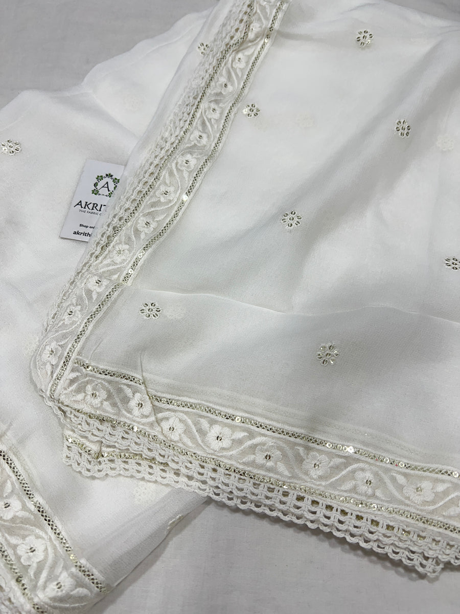 Dyeable Embroidered chiffon dupatta