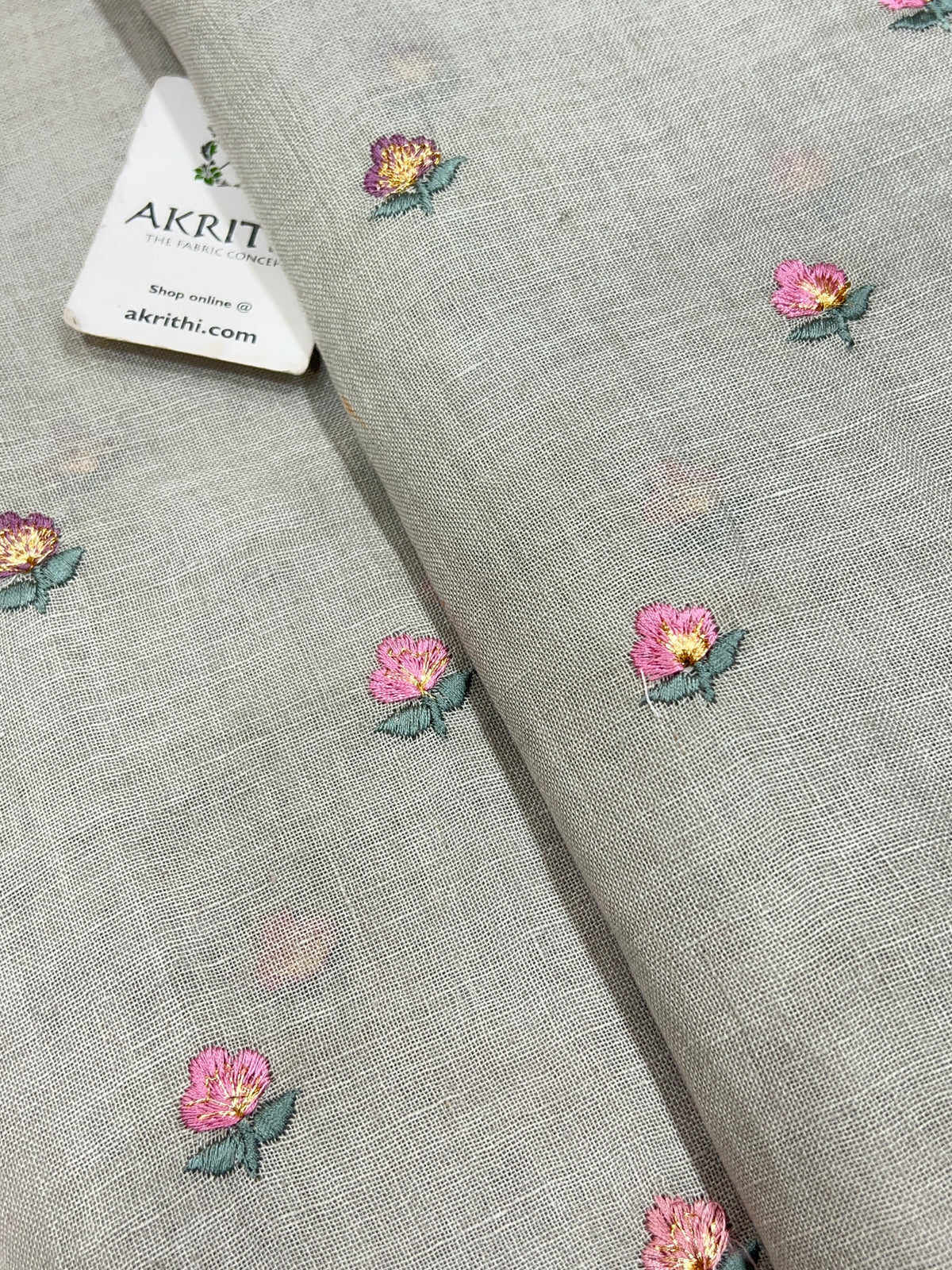 Embroidered pure linen fabric