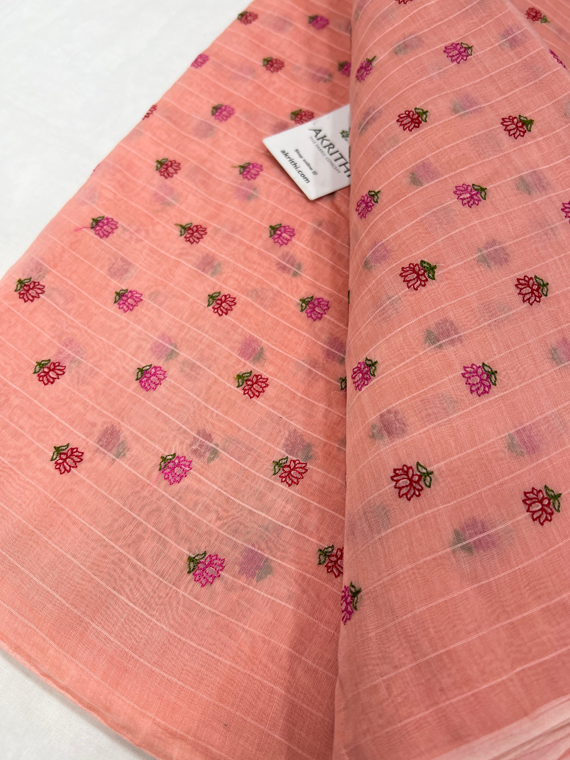 HANDLOOM MUL CHANDERI EMBROIDERED FABRIC