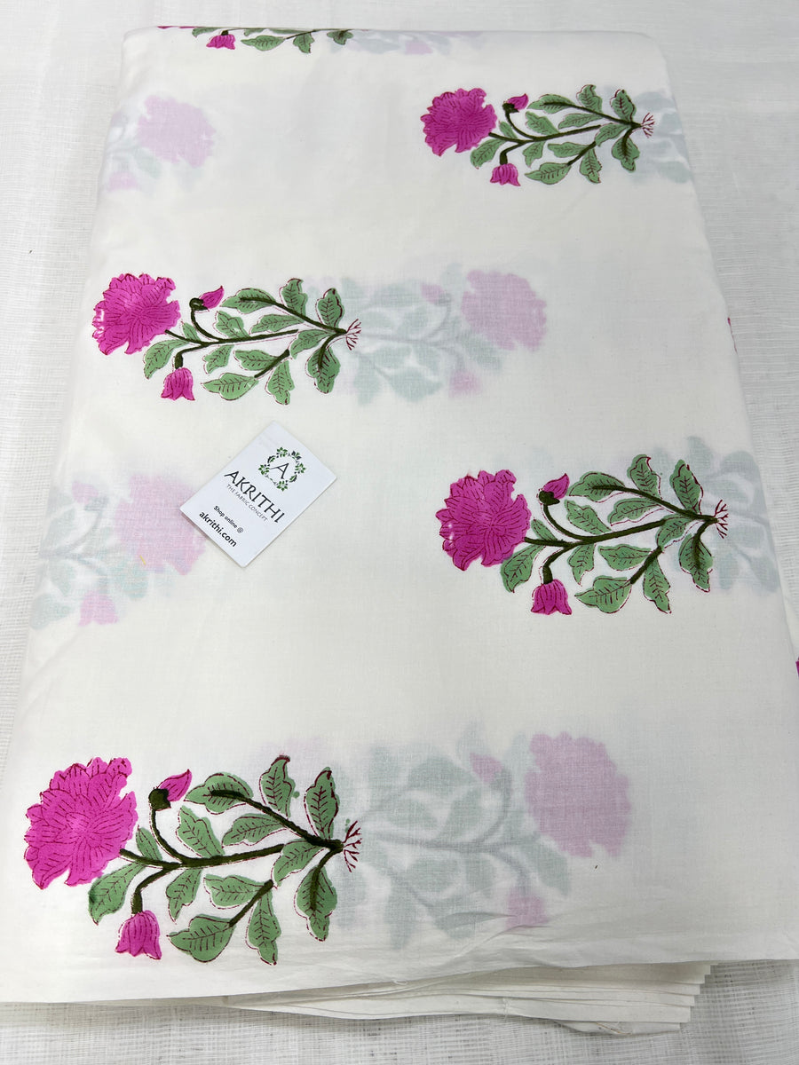 Hand block Printed pure mul cotton fabric