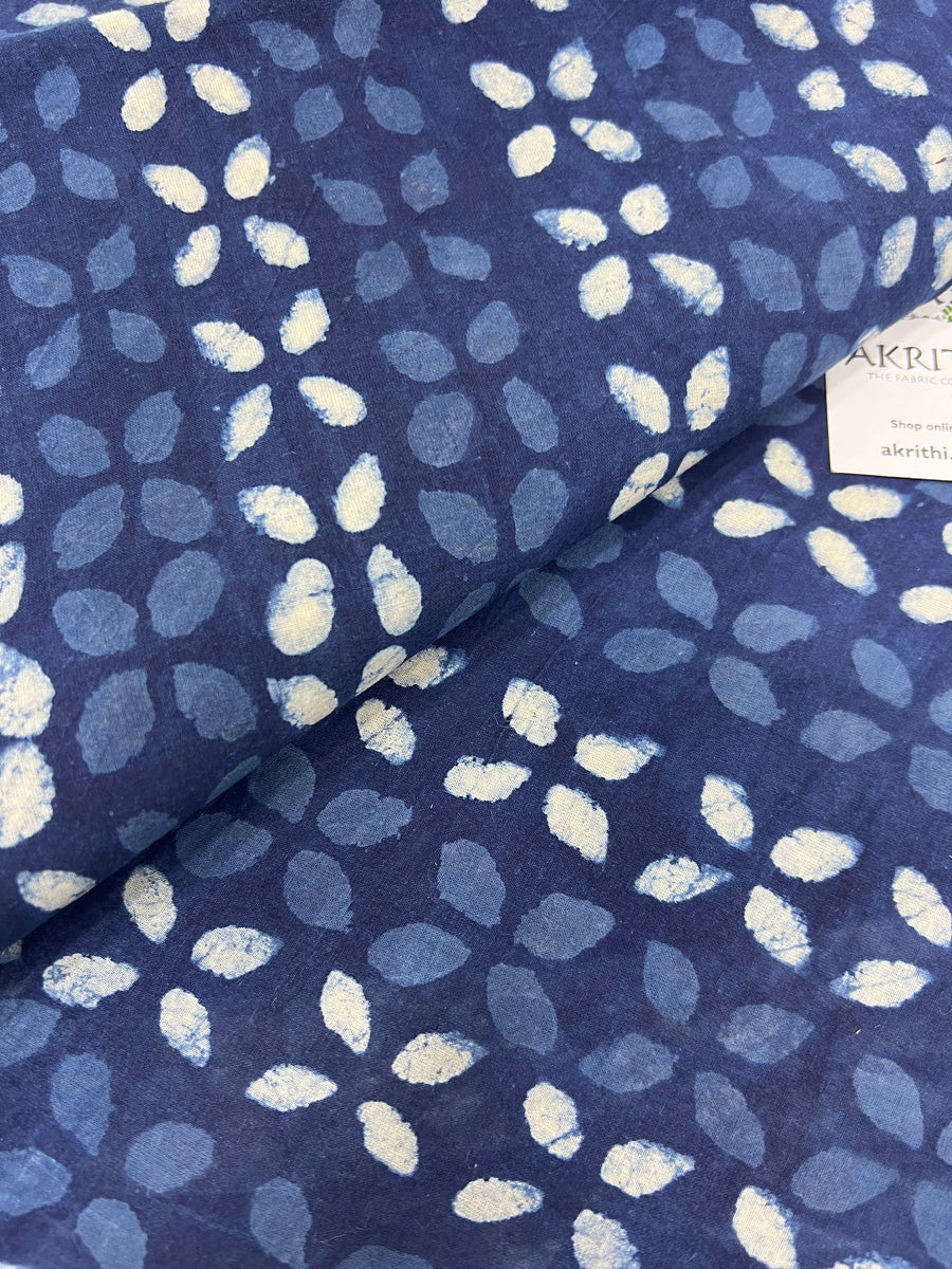 Indigo hand block pure cotton fabric