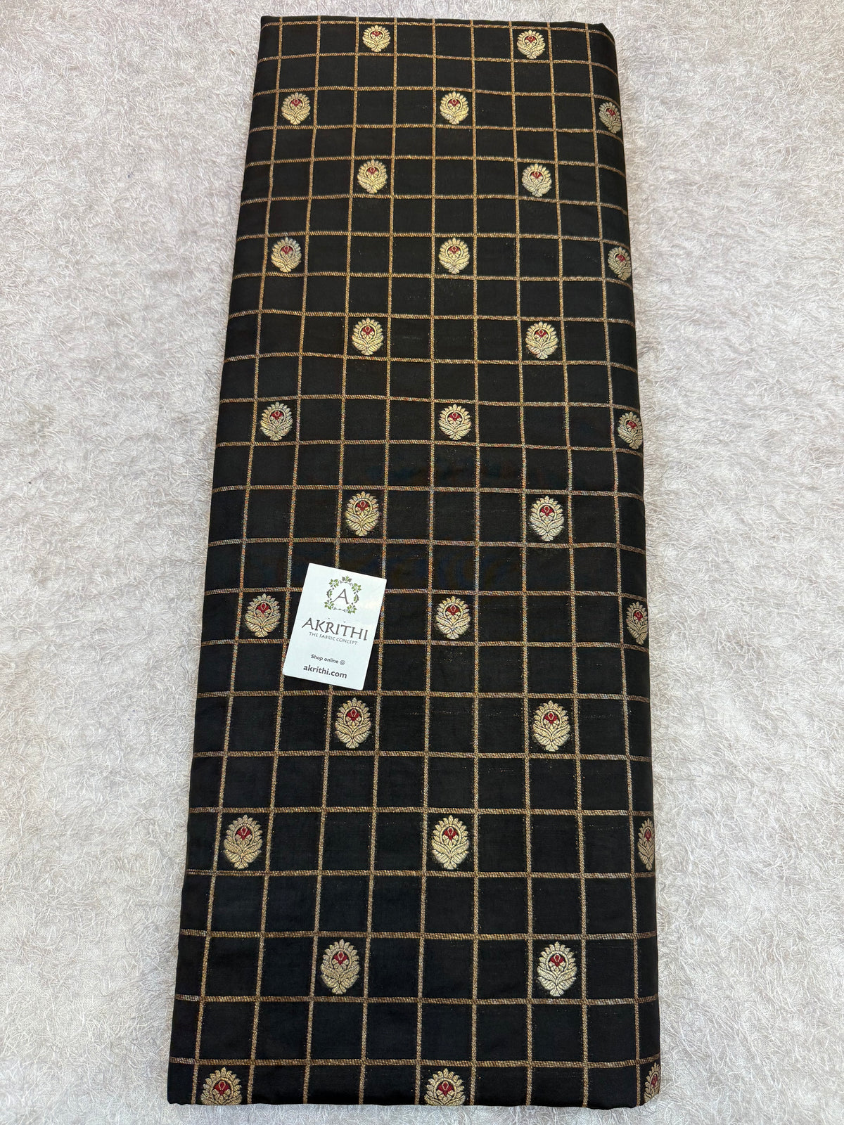 Pure Banarasi brocade checks meena Butti fabric