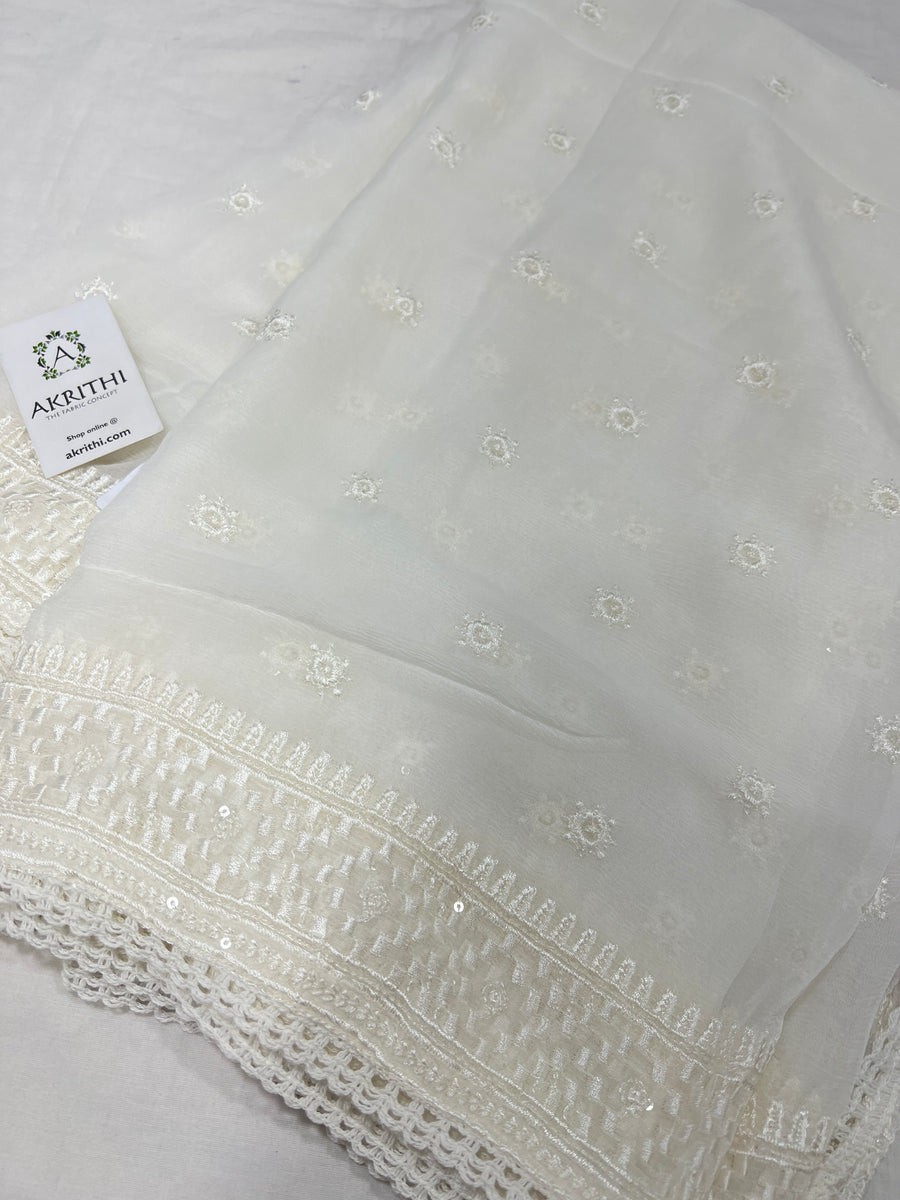 Dyeable Embroidered chiffon dupatta