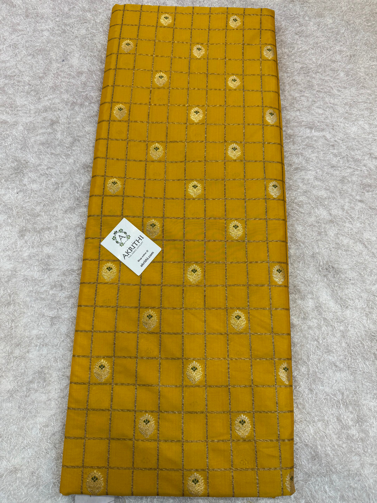 Pure Banarasi brocade checks meena Butti fabric