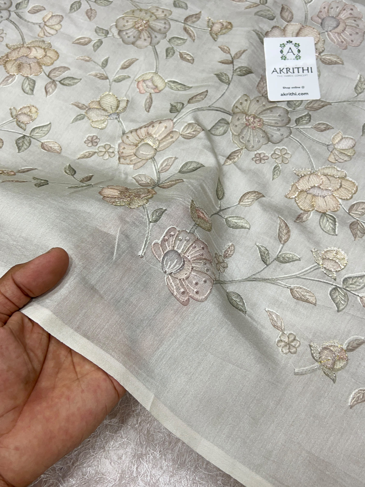 Embroidered Pure Munga Silk Fabric
