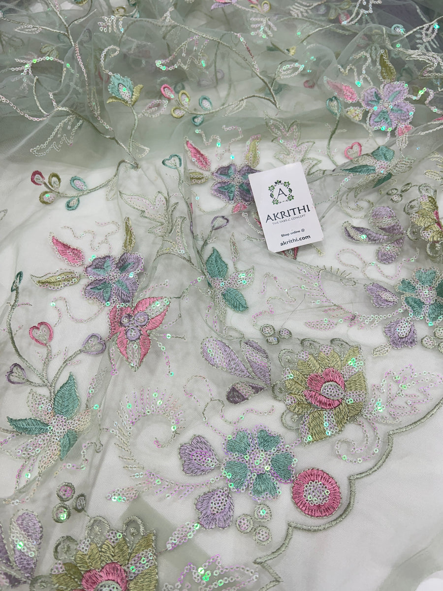 Embroidered net fabric 1.3 metres cut