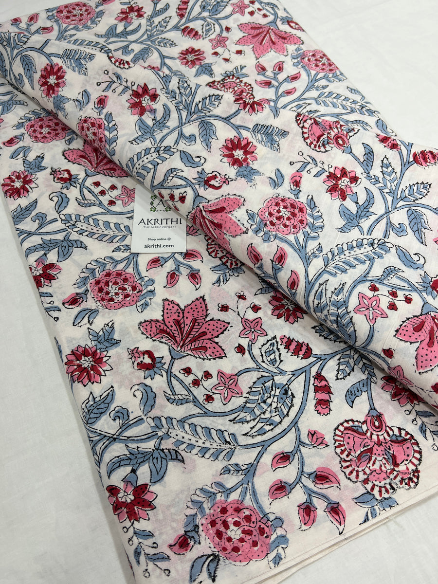 Hand block Printed pure cotton fabric